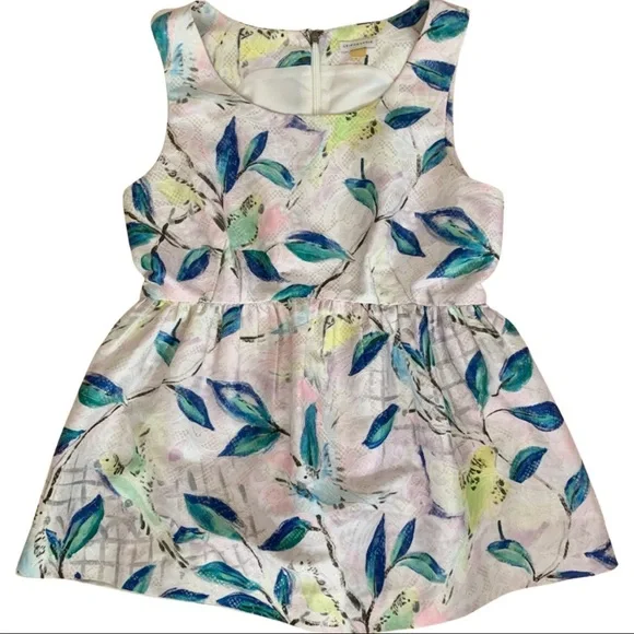 Anthropologie Leifsdottir Peplum Brocade Top Bird Pattern Metallic Sleeveless 0 - Picture 6 of 16